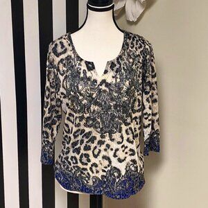 Onque Petite: Multi-colored Gem Quarter Sleeve Top Size PL